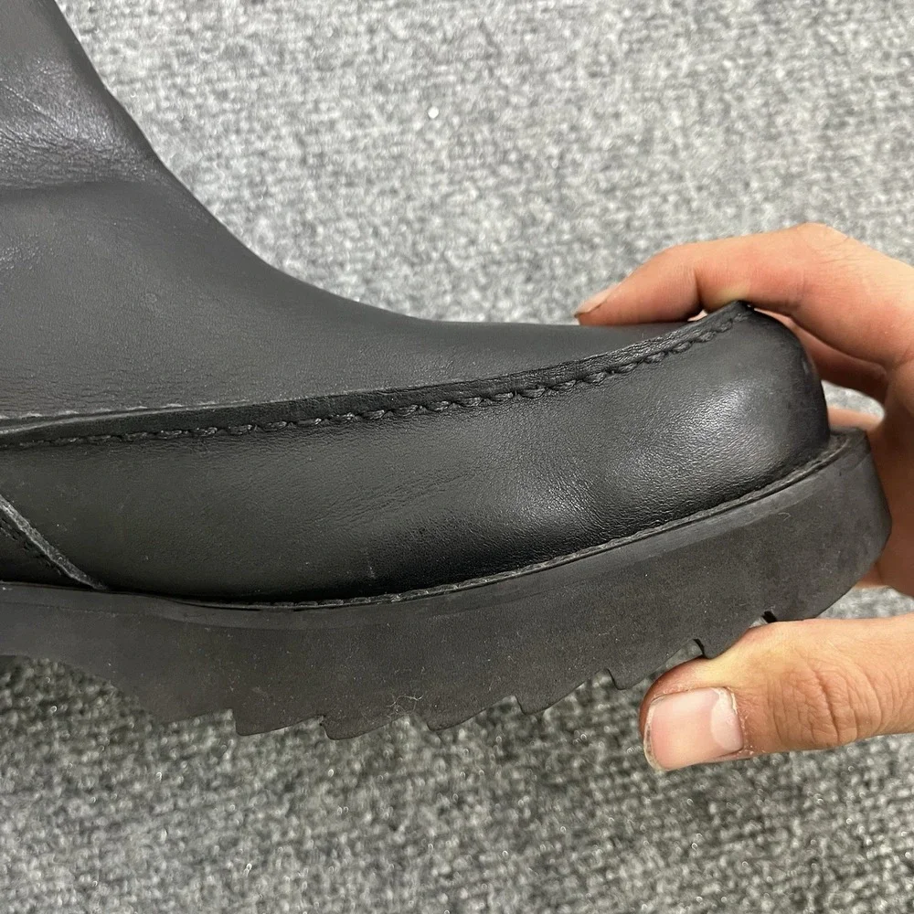 Polo Ralph Lauren Chelsea Boots Mens 9.5D Black Leather Chunky Lug Sole Vintage